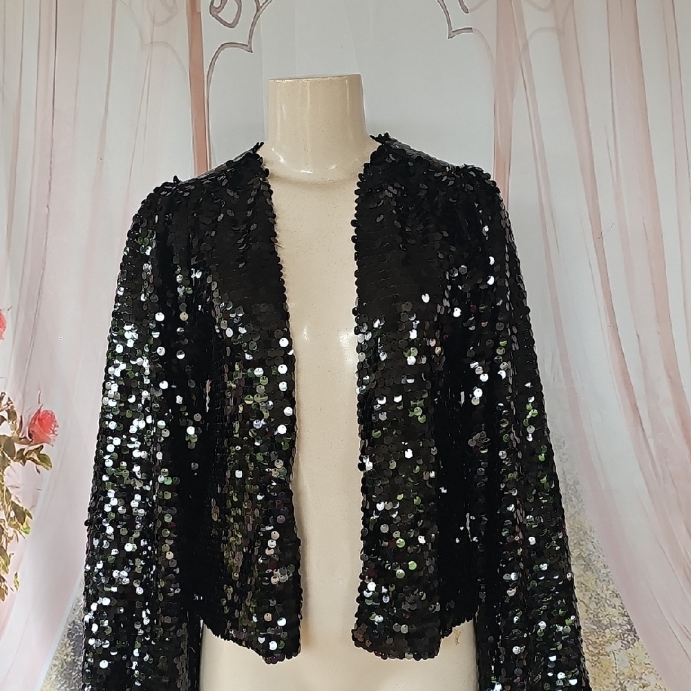 Love On A Hanger Women's Sequin Black Jacket